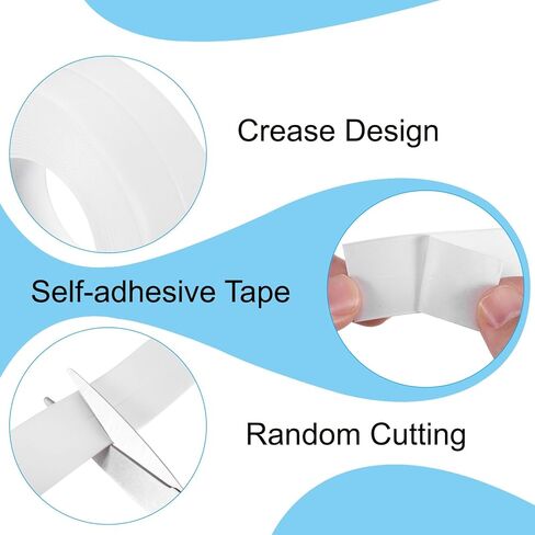 PATIKIL Caulk Tape 0.9" x 33 Ft, Self Adhesive Sealing Tape Waterproof Toilet Tub Caulk Sealant Strip Sealing Trim for Kitchen Bathroom Toilet Bathtub Sink Countertop, White in Saudi Arabia