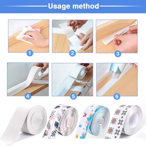 Self Adhesive Sealing Tape, Bathroom Waterproof Sealing Strip, Traditional Sealant Substitute, Suitable for Kitchen, Bathtub, Bathroom, Wall Corner, Decoration and Renovation (A, 1.5" x 10Ft) in Saudi Arabia