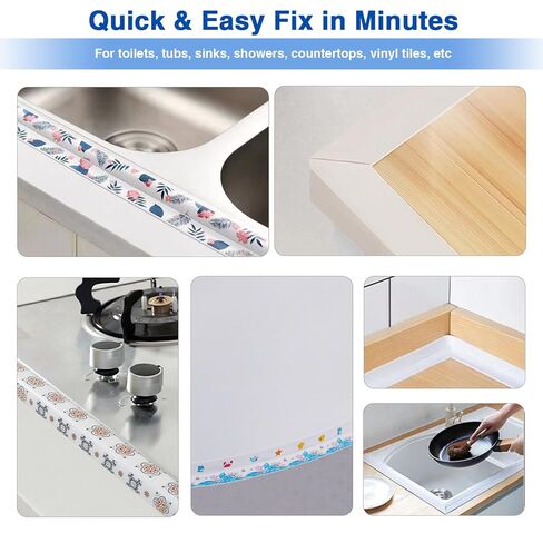 Self Adhesive Sealing Tape, Bathroom Waterproof Sealing Strip, Traditional Sealant Substitute, Suitable for Kitchen, Bathtub, Bathroom, Wall Corner, Decoration and Renovation (A, 1.5" x 10Ft) in Saudi Arabia