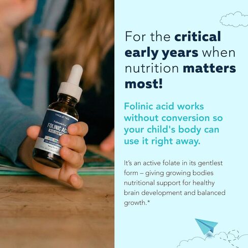 Organic FolinicActive Kids - Folinic Acid + B12, B6 & B2 Cofactors - Gentle Methylation Support for Mood, Energy & Cognition, Age Adjustable Dosing for Kids 1-18, Non GMO, Vegan, Berry Flavor (60mL) in Saudi Arabia