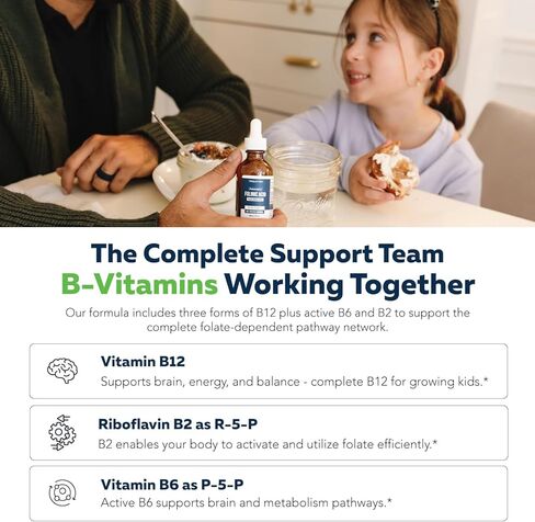 Organic FolinicActive Kids - Folinic Acid + B12, B6 & B2 Cofactors - Gentle Methylation Support for Mood, Energy & Cognition, Age Adjustable Dosing for Kids 1-18, Non GMO, Vegan, Berry Flavor (60mL) in Saudi Arabia