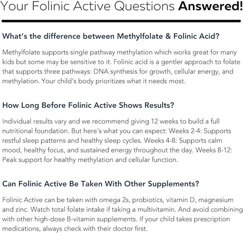 Organic FolinicActive Kids - Folinic Acid + B12, B6 & B2 Cofactors - Gentle Methylation Support for Mood, Energy & Cognition, Age Adjustable Dosing for Kids 1-18, Non GMO, Vegan, Berry Flavor (60mL) in Saudi Arabia