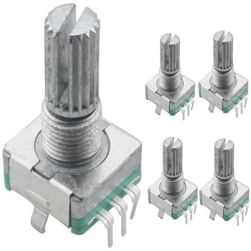 5PCS EC11 Rotary Encoder Code/Digital Potentiometer 20mm Plum Blossom Shaft 5 Pin with Switch for Audio Amplifier Mixer Headphones in Saudi Arabia