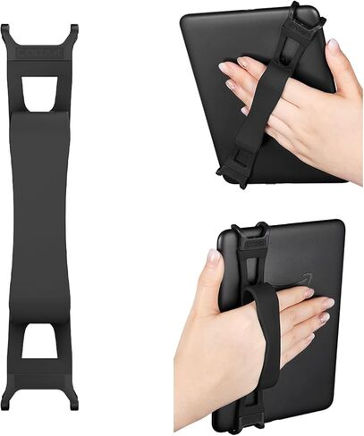 حامل حزام يدوي كوباك لـ Kindle/Tablet-قبضة TPU خفيفة الوزن بيد واحدة مع عصا قوية ، وقف للهاتف ، وضيق قابلة للتعديل لوكينل/كوبو/فوياجا/لينوفو/سوني إلكترونية الكمبيوتر اللوحي ، أبيض واضح in Kuwait