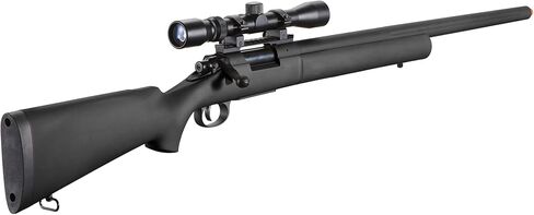 لانسر التكتيكي M24 500 FPS Bolt Action Airsoft Sniper VSR-10 مع نطاق بندقية Airsoft (ملولبة) (اللون: أسود) in Kuwait