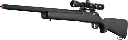 لانسر التكتيكي M24 500 FPS Bolt Action Airsoft Sniper VSR-10 مع نطاق بندقية Airsoft (ملولبة) (اللون: أسود) in Kuwait