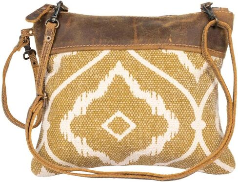 ميرا حقيبة راديانت upcycled canvas و cowwhide جلد crossbody حقيبة S-1257 in Kuwait