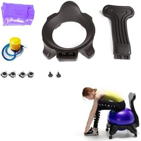 Ergonomic Yoga Ball Chair for Office & Home Fitness, Adjustable Pilates Desk Chair with Wheels, Anti-Slip Exercise Ball for Gym & Stability, Portable & Comfortable Seating in Saudi Arabia
