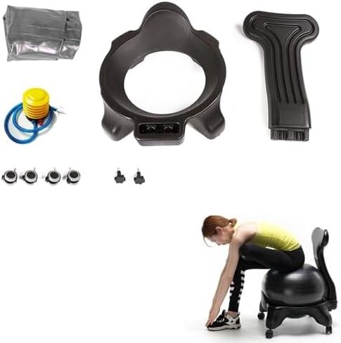 Ergonomic Yoga Ball Chair for Office & Home Fitness, Adjustable Pilates Desk Chair with Wheels, Anti-Slip Exercise Ball for Gym & Stability, Portable & Comfortable Seating in Saudi Arabia