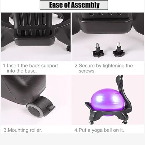 Ergonomic Yoga Ball Chair for Office & Home Fitness, Adjustable Pilates Desk Chair with Wheels, Anti-Slip Exercise Ball for Gym & Stability, Portable & Comfortable Seating in Saudi Arabia