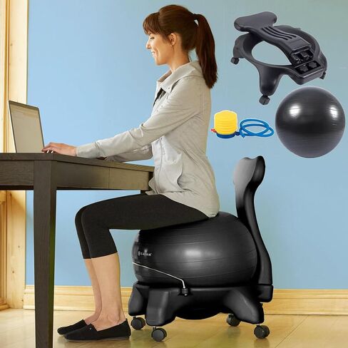Balance Ball Posture Chair,Office Yoga Ball Chair,with Back Support,Ergonomic Exercise Ball Chair, for Adults/Pregnancy in Saudi Arabia