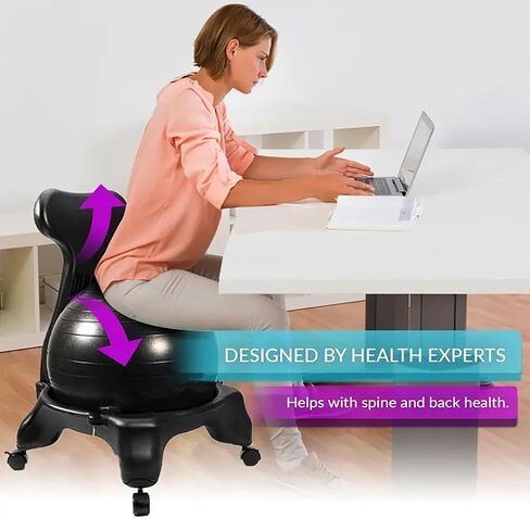 Balance Ball Posture Chair,Office Yoga Ball Chair,with Back Support,Ergonomic Exercise Ball Chair, for Adults/Pregnancy in Saudi Arabia