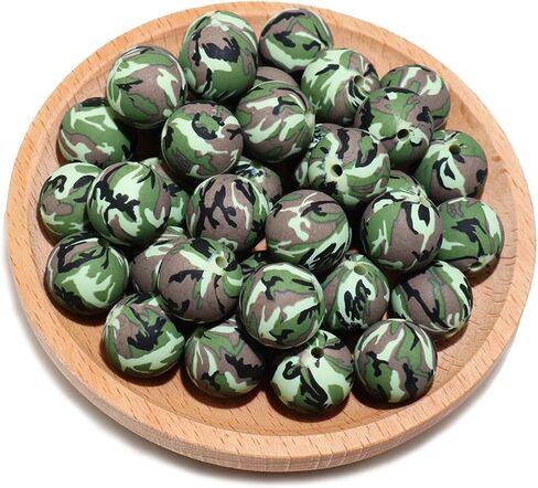 36pcs حبات السيليكون لسلسلة مفاتيح سوار صنع الأقلام 15 ملم ورقة زهرة الطباعة الربيع السيليكون البؤري حبات فضفاضة قلادة ملحقات المجوهرات الحرفية DIY الإرشاد in Kuwait