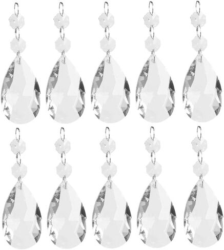 10 Pieces Crystal Chandelier Prisms Balls Glass Lighting Pendant Hanging Decoration with Stainless Metal Rings Suitable for Home Decoration Weddings B, 38mm in Kuwait