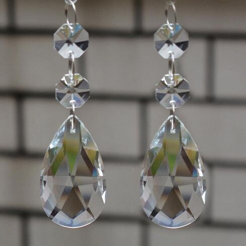 10 Pieces Crystal Chandelier Prisms Balls Glass Lighting Pendant Hanging Decoration with Stainless Metal Rings Suitable for Home Decoration Weddings B, 38mm in Kuwait