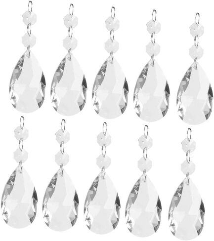 10 Pieces Crystal Chandelier Prisms Balls Glass Lighting Pendant Hanging Decoration with Stainless Metal Rings Suitable for Home Decoration Weddings B, 38mm in Kuwait