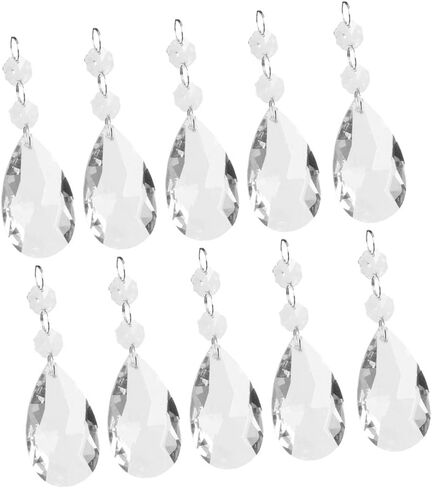 10 Pieces Crystal Chandelier Prisms Balls Glass Lighting Pendant Hanging Decoration with Stainless Metal Rings Suitable for Home Decoration Weddings B, 38mm in Kuwait