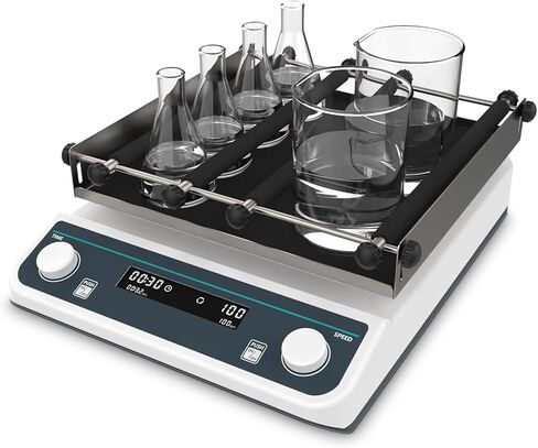 Lab Digital Orbital Shaker Mixer, Rotator Shaker with Adjustment Rods, Adjustable Speed 40-200RPM, Capacity 2KG/5kg, Timed and Continuous Modes, for Beakers, Erlenmeyer Flasks in Kuwait