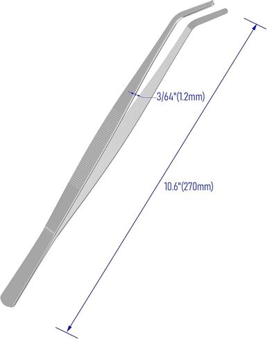 10.6 Inch Stainless Steel Tweezers, Curved Round Blunt Serrated Tip, Aquarium Tweezer, 3/64 Inch Thickness Stainless Steel, Multipurpose Daily Garden Home Lab Craft Repairing Tool in Saudi Arabia