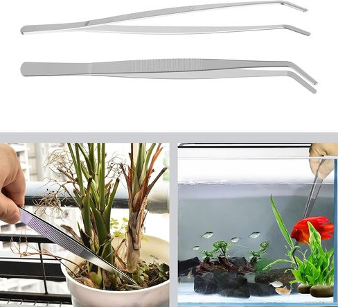 10.6 Inch Stainless Steel Tweezers, Curved Round Blunt Serrated Tip, Aquarium Tweezer, 3/64 Inch Thickness Stainless Steel, Multipurpose Daily Garden Home Lab Craft Repairing Tool in Saudi Arabia