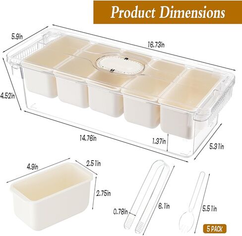 Taco Bar Serving Set for Party with 5 Separate Containers & Components,Taco Mimosa Bar Serving Supplies for Salad, Fruit, Party Garnish in Kuwait