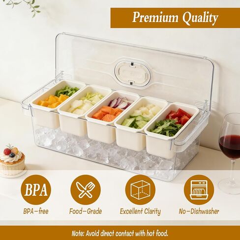 Taco Bar Serving Set for Party with 5 Separate Containers & Components,Taco Mimosa Bar Serving Supplies for Salad, Fruit, Party Garnish in Kuwait