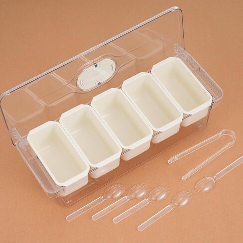 Taco Bar Serving Set for Party with 5 Separate Containers & Components,Taco Mimosa Bar Serving Supplies for Salad, Fruit, Party Garnish in Kuwait