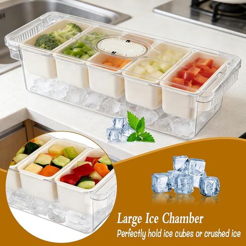 Taco Bar Serving Set for Party with 5 Separate Containers & Components,Taco Mimosa Bar Serving Supplies for Salad, Fruit, Party Garnish in Kuwait