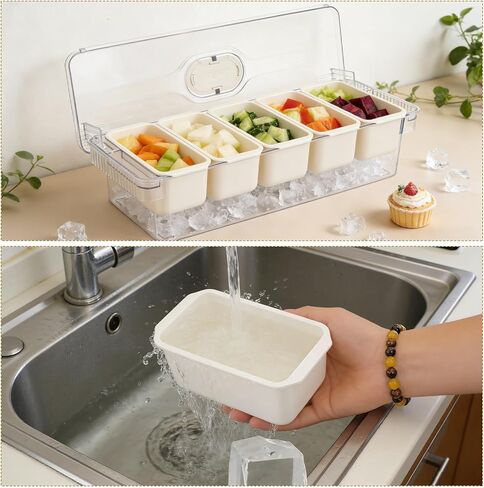 Taco Bar Serving Set for Party with 5 Separate Containers & Components,Taco Mimosa Bar Serving Supplies for Salad, Fruit, Party Garnish in Kuwait