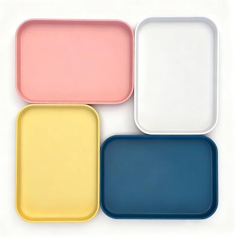 مجموعة أطباق التخييم من البولي بروبلين مكونة من 4 قطع - صواني تقديم مستطيلة لتناول الطعام في الهواء الطلق، والنزهات، والمركبات الترفيهية والاستخدام المنزلي - أطباق خفيفة الوزن وقابلة للتكديس وغير قابلة للكسر، مثالية للمقبلات والوجبات الخفيفة والسوشي والفو in Kuwait