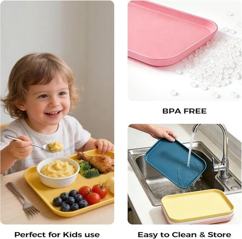 مجموعة أطباق التخييم من البولي بروبلين مكونة من 4 قطع - صواني تقديم مستطيلة لتناول الطعام في الهواء الطلق، والنزهات، والمركبات الترفيهية والاستخدام المنزلي - أطباق خفيفة الوزن وقابلة للتكديس وغير قابلة للكسر، مثالية للمقبلات والوجبات الخفيفة والسوشي والفو in Kuwait