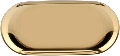Fdit Nordic Style Stainless Steel Storage Tray, Cosmetic Jewelry Organizer with Mirror Polishing Elegant Desk Plate for Bathroom Vanity Kitchen Countertop Decor (Golden L) in Saudi Arabia