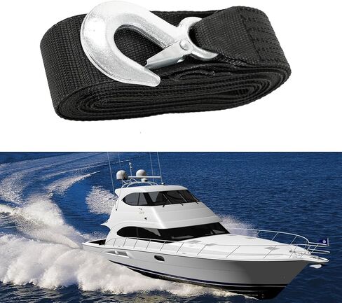 1 Pack Boat Trailer Winch Strap with Hook (2" x 20'), Replacement 10000 lbs Breaking Strength 3300 lbs Load Capacity for Boat,Jet Ski, Black in Kuwait
