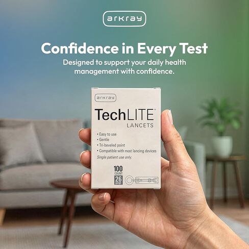 مشارط ARKRAY TechLITE مقاس 26، عدد 100 - مشارط ذات غطاء ملتوي لأجهزة الوخز، معقمة للاستخدام الفردي، مناسبة عالميًا لمعظم أجهزة الوخز القياسية in Kuwait
