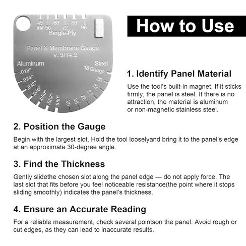 WAKALALA Professional Roofing Thickness Gauge Tool | Magnetic Stainless Steel Metal Gauge for Single/Double Layer Membrane & Sheet Material | High Precision Metal Roofing Inspection & Building Tool in Kuwait