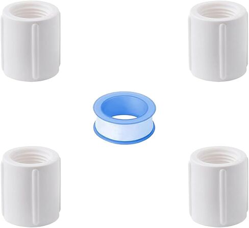 4pcs 0.75Inch female to female thread pvc pipe fittings Coupling Adapter Coupler Connector White 3/4" in Kuwait