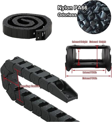10x15mm 15x30mm 15x50mm 18x25mm 18x37mm L1000mm Cable Drag Chain Wire Carrier with end connectors 1M(15x50mm) in Saudi Arabia