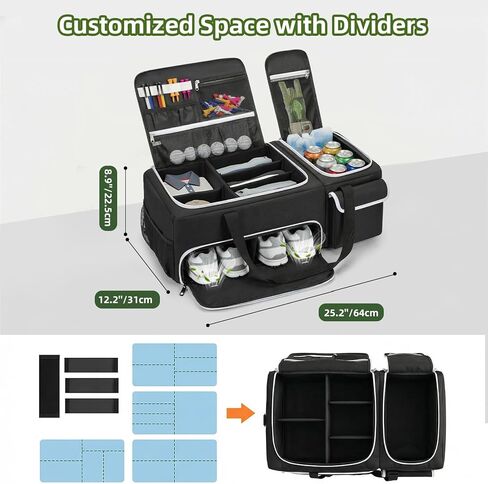 Golf Trunk Organizer, 2-Layer Car Trunk Locker with Ventilated Shoe Compartment for 2 Pairs, Adjustable Dividers, Multi-Pocket Storage for Balls Tees Gloves Towels in Saudi Arabia