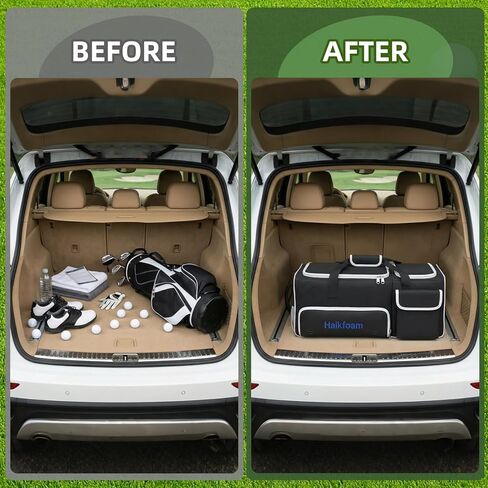 Golf Trunk Organizer, 2-Layer Car Trunk Locker with Ventilated Shoe Compartment for 2 Pairs, Adjustable Dividers, Multi-Pocket Storage for Balls Tees Gloves Towels in Saudi Arabia