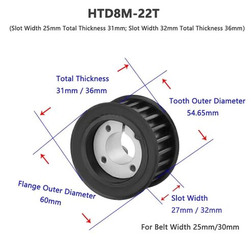 20T 22T HTD8M Timing Pulley with Keyless Bushing Bore 8-20mm 20 22 Teeth Wheel for Width 25mm 30mm Belt 1Pcs(Bore 11mm,22 Teeth,32mm) in Saudi Arabia