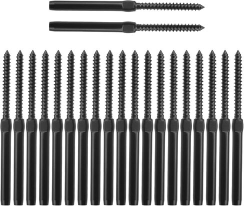 Antrader Black Right&Left Handed Thread Swage Lag Screws for Wood Posts of 3/16" Black Cable Railing Kit,10 Pairs Stainless Steel Left and Right Handed Thread Swage Lag Screws in Kuwait