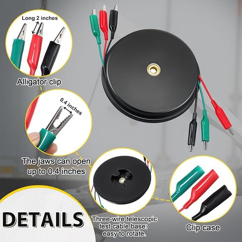 20ft Retractable 3 Wire Test Lead with Red/Black/Green Alligator Clips, 18awg Electrical Test Lead for Circuit Connection, Low Voltage Circuit & Automotive Troubleshooting in Saudi Arabia