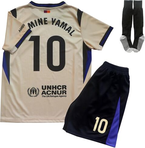 LeenBD Barca #10 Y. 25/26 Away للأطفال لكرة القدم جيرسي قمصان كرة القدم فوتبول الجوارب مجموعة أحجام الشباب in Kuwait