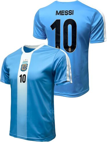 Kids Lionel Messi #10 Argentina Soccer Shirt – Youth Sizes, #10 Front & Back in Saudi Arabia