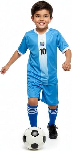 Kids Lionel Messi #10 Argentina Soccer Shirt – Youth Sizes, #10 Front & Back in Saudi Arabia