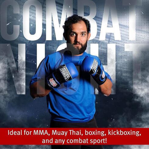 قفازات تدريب Combat Sports Max Strike MMA، قفازات مفتوحة بدون أصابع لفنون القتال المختلطة، Muay Thai، وKickboxing (أزرق، عادي) in Saudi Arabia