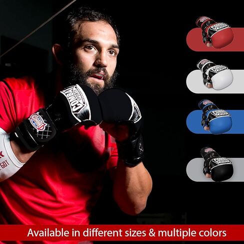 قفازات تدريب Combat Sports Max Strike MMA، قفازات مفتوحة بدون أصابع لفنون القتال المختلطة، Muay Thai، وKickboxing (أزرق، عادي) in Saudi Arabia