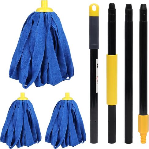 رؤوس ممسحة بديلة من الألياف الدقيقة من Kleen Handler بمقبض قابل للتمدد 61 بوصة، 3 قطع من المسمار على الممسحة القابلة لإعادة التعبئة للتنظيف التجاري والمنزلي، متوافقة مع جميع مقابض عمود الخيوط القياسية الأمريكية in Kuwait