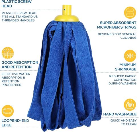 رؤوس ممسحة بديلة من الألياف الدقيقة من Kleen Handler بمقبض قابل للتمدد 61 بوصة، 3 قطع من المسمار على الممسحة القابلة لإعادة التعبئة للتنظيف التجاري والمنزلي، متوافقة مع جميع مقابض عمود الخيوط القياسية الأمريكية in Kuwait