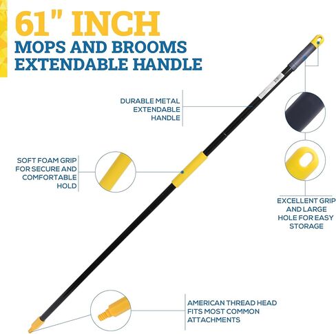 رؤوس ممسحة بديلة من الألياف الدقيقة من Kleen Handler بمقبض قابل للتمدد 61 بوصة، 3 قطع من المسمار على الممسحة القابلة لإعادة التعبئة للتنظيف التجاري والمنزلي، متوافقة مع جميع مقابض عمود الخيوط القياسية الأمريكية in Kuwait